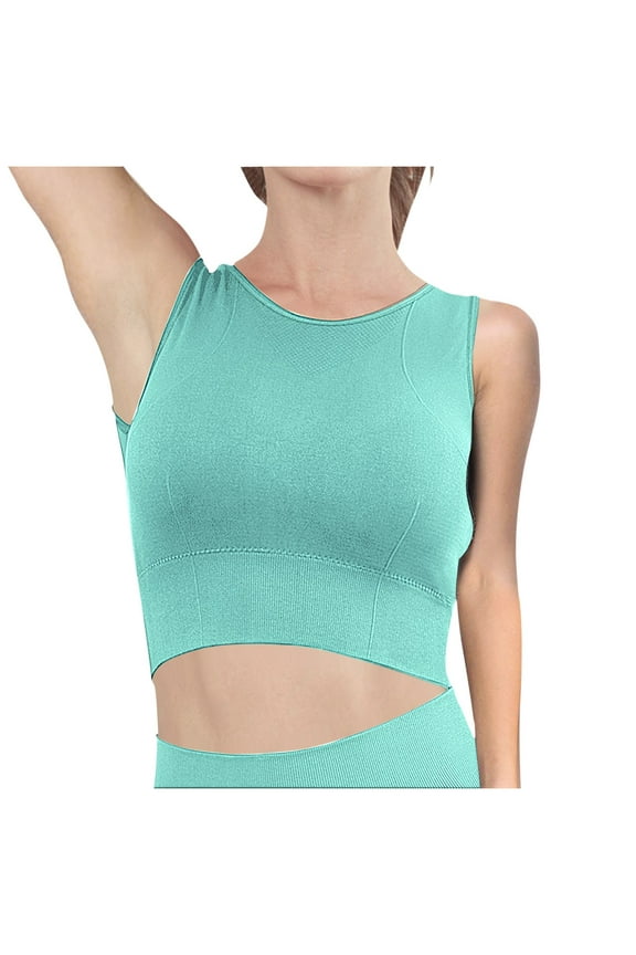 tank top with built in bra for women Racer Back Tank Tops Womens Built In Bra, Women's Wireless Outdoor and Indoor Running Yoga, Womens Running Sports Bra High Support Sports Bras, Green,M