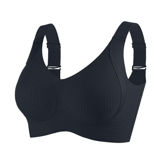 VISALY wireless bra, Women's Seamless Non-Wired Lifting and Anti-Sagging Bra Sports Bras, Padded Bandeau Bra for Women Solid Four Breasted Adjustable Wireless Bra Bandeau Bras, #A Black,4XL