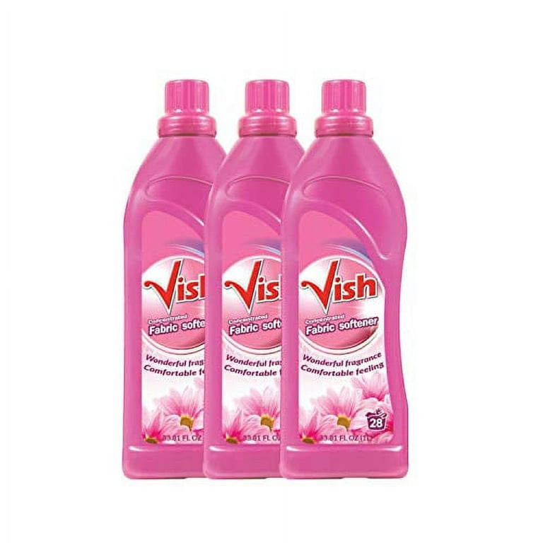 VISH Pink Concentrated Laundry Softener, Fabric Softener Liquid, unti  Wrinkle Guard, Fresh Smell, Fabric Conditioner, Laundry Softener Liquid  33.81 FL Oz - Set of 3 