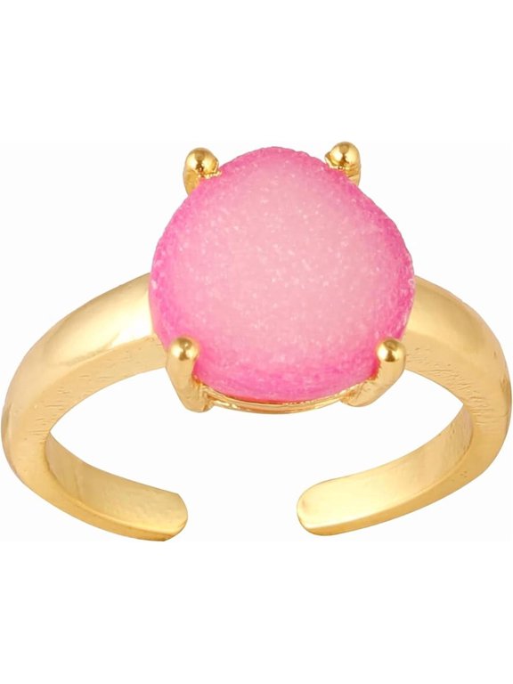Women's Brass Anti Tarnish Adjustable Ring Pink Fashion Jewelry for Dailywear,7