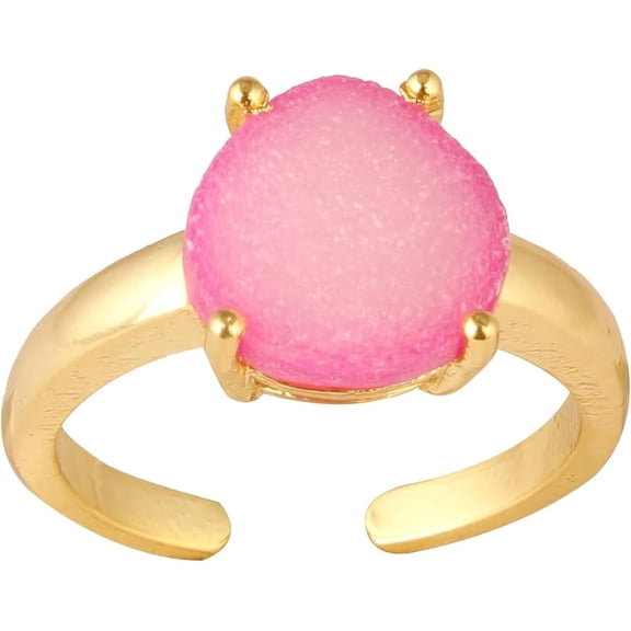 VISHUDDHA Women's Brass Anti Tarnish Adjustable Ring Pink Fashion Jewelry for Dailywear,9