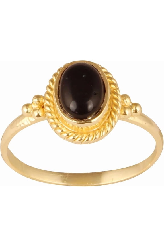 Women's Brass Anti Tarnish Designer Black Stone Ring for Special Occasion,7