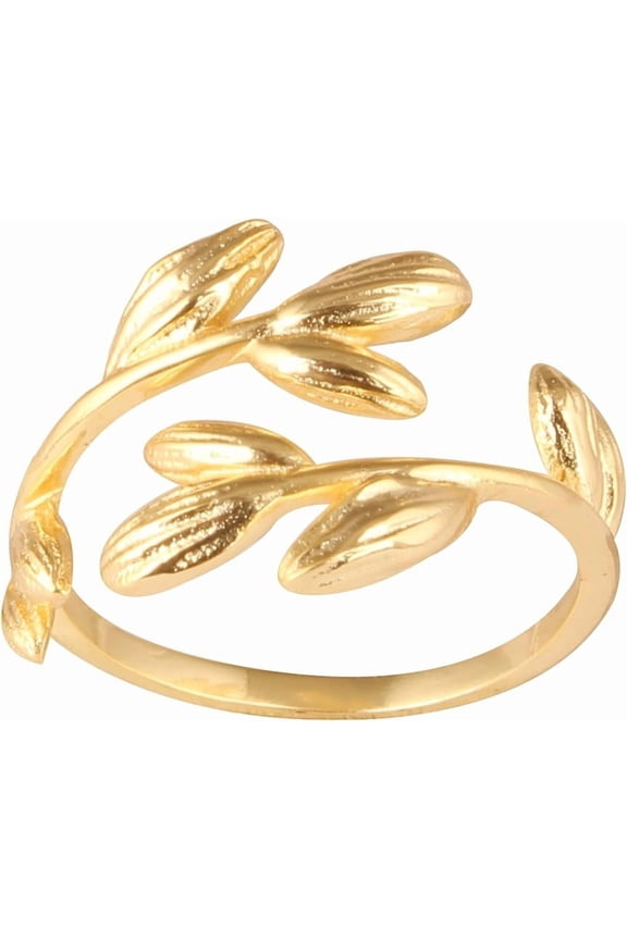 Women's Brass Anti Tarnish Leaf Design Ring for Dailywear,7