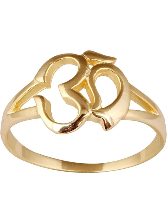 Women's Brass Anti Tarnish Om Statement Band Ring Fashion Jewelry for Gift on Special Occasion,8