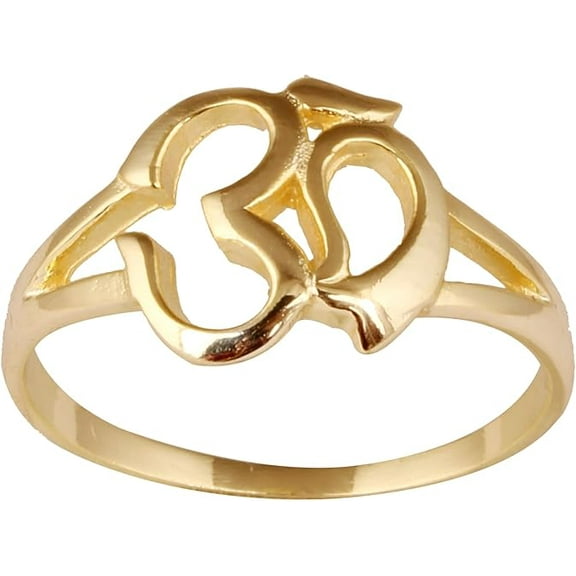 VISHUDDHA Women's Brass Anti Tarnish Om Statement Band Ring Fashion Jewelry for Gift on Special Occasion,9