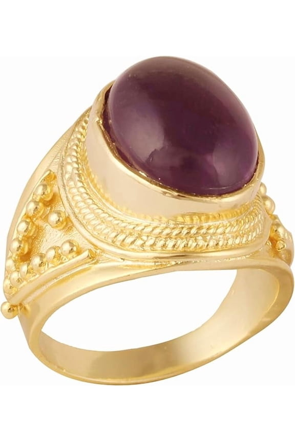 Women's Brass Anti Tarnish Statement Amethyst Ring Fashion Jewelry for Special Occasion,8