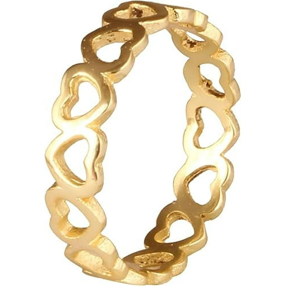 VISHUDDHA Women's Brass Anti Tarnish Statement Band Heart Design Ring Fashion Jewelry,6