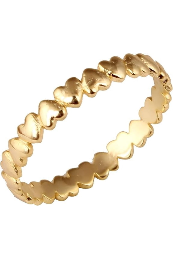 Women's Brass Anti Tarnish Statement Heart Band Ring Fashion Jewelry,6