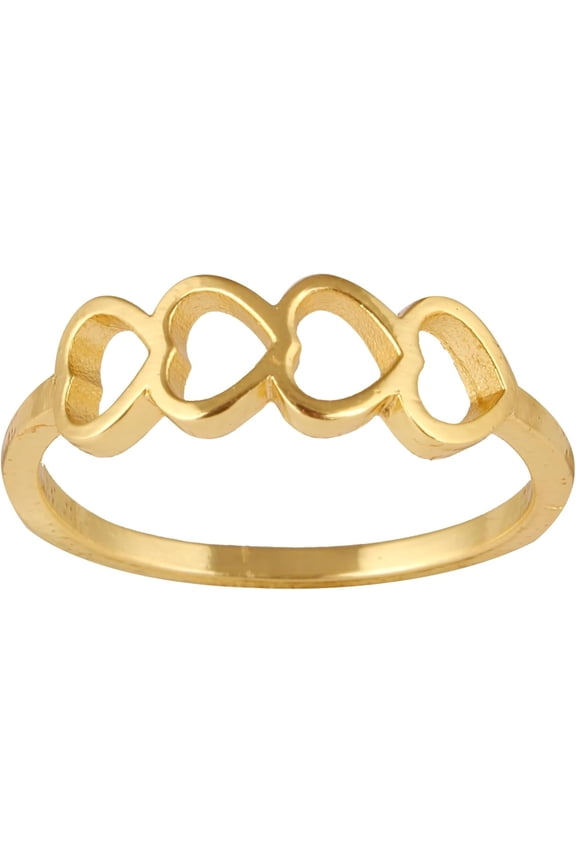 Women's Brass Anti Tarnish Statement Heart Ring Fashion Jewelry for Dailywear,8