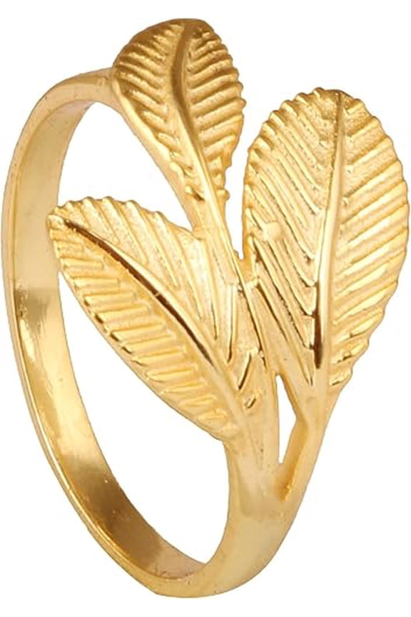 Women's Brass Anti Tarnish Statement Leaf Design Ring Fashion Jewelry,6