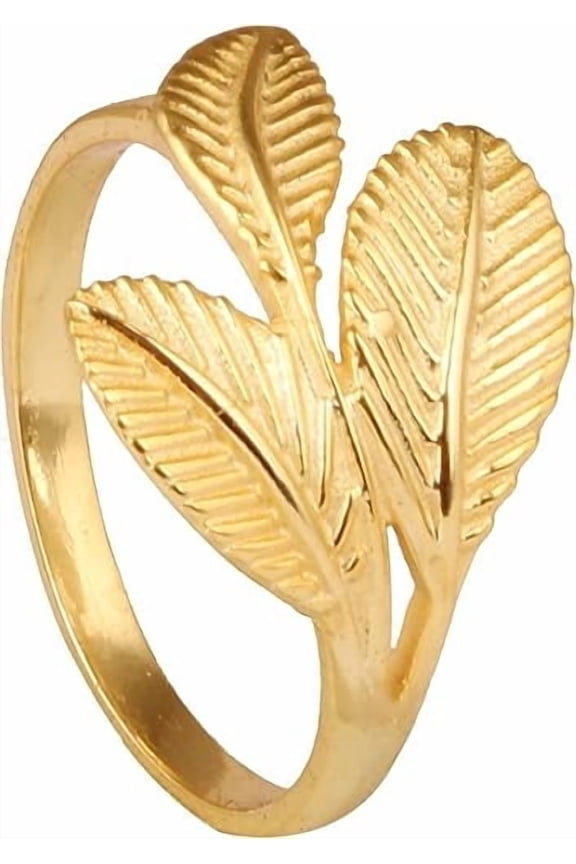 Women's Brass Anti Tarnish Statement Leaf Design Ring Fashion Jewelry,7