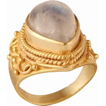 VISHUDDHA Women's Brass Anti Tarnish Statement Moonstone Ring Fashion Jewelry for Special Occasion,7