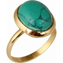 VISHUDDHA Women's Brass Anti Tarnish Statement Turquoise Ring Fashion Jewelry for Dailywear,9