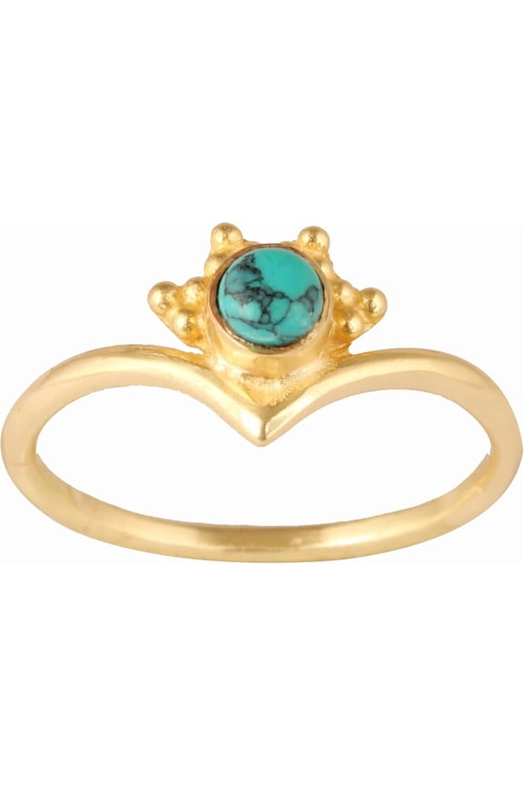 Women's Brass Anti Tarnish Turquoise Statement Ring Fashion Jewelry for Dailywear,8