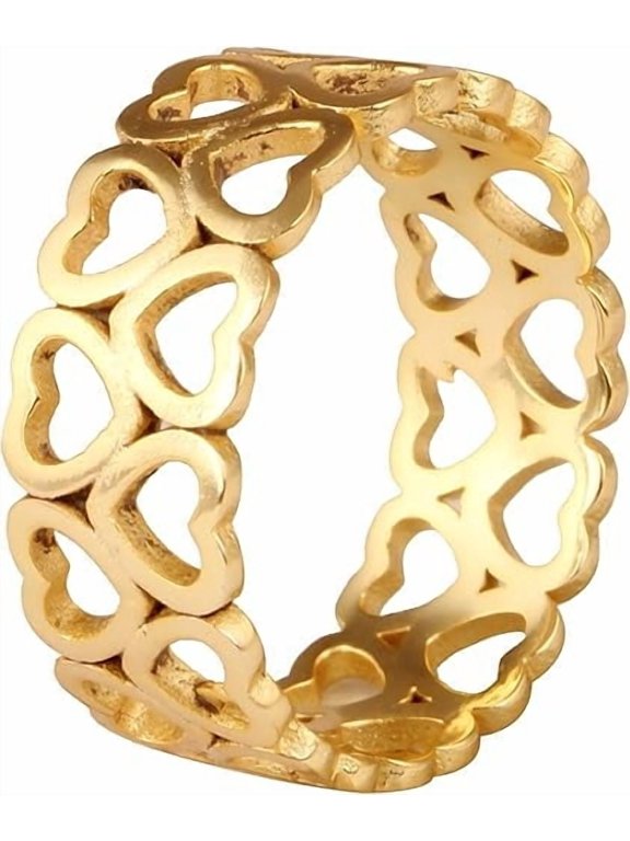 Women's Brass Heart Statement Band Ring Fashion Jewelry for Gift, 7