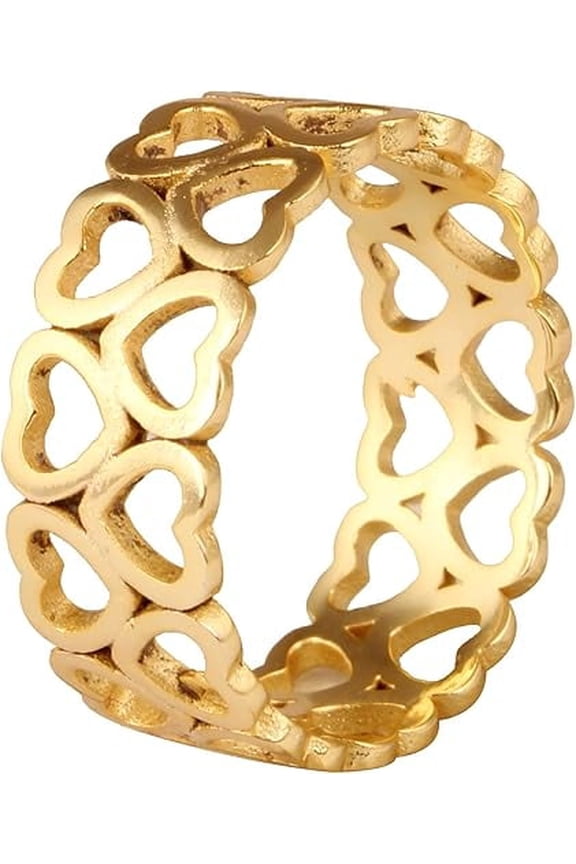 Women's Brass Heart Statement Band Ring Fashion Jewelry for Gift, 7