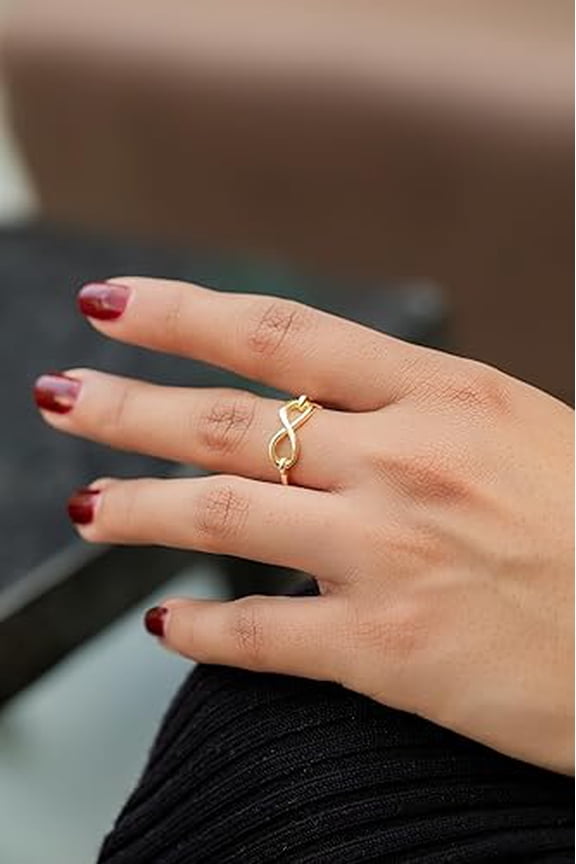 Women's Brass Infinity Wedding Anniversary Statement Band Ring Fashion Jewelry for Gift, 9
