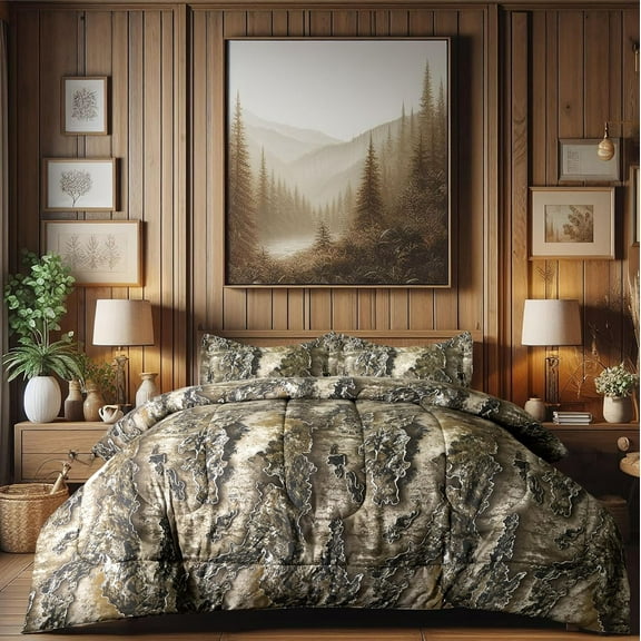 VISI-ONE Realtree Excape King 3 Piece Comforter Set – Rustic Unisex Bedding in Lightweight Microfiber with Farmhouse Appeal, Perfect for Hunters, Cabins, Lodges, RVs, Nature Lovers & Modern Spaces