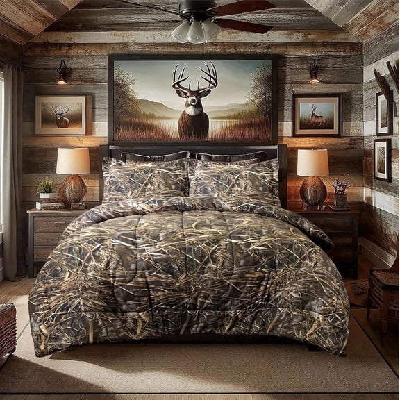 Realtree Max-7 Camo Comforter Set Queen, 3 Piece Camouflage Bedding