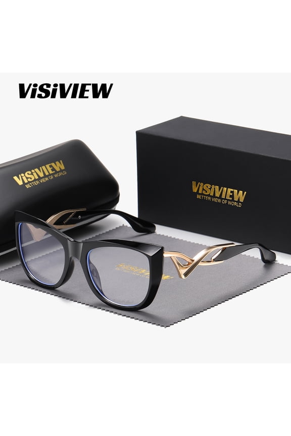 VISIVIEW Unisex Stylish Full-frame Glasses with Anti-blue Light, Square Clear Lenses.