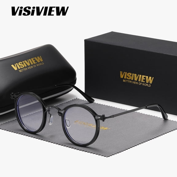 VISIVIEW Unisex Vintage Elegant Full-frame Glasses With Round Clear Lenses