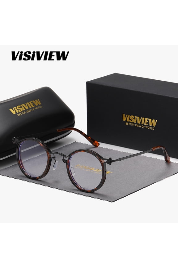 VISIVIEW Unisex Vintage Elegant Full-frame Glasses With Round Clear Lenses