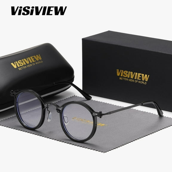 VISIVIEW Unisex Vintage Full-frame Plano Glasses Outdoor Party Round Frame Plano Glasses