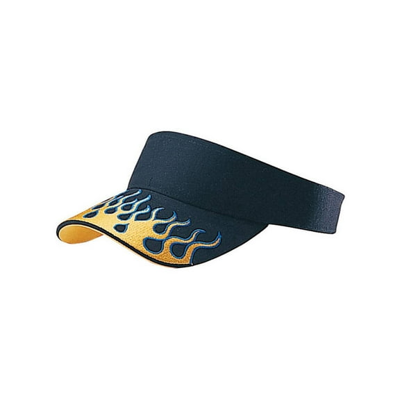 VISOR W/FLAME EMBROIDERY ON BILL, Black Gold Royal