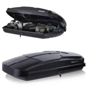 Hard Shell Roof Cargo Box Carrier with Security Keys,Heavy Duty Waterproof Rooftop Storage Box,58.3 L x35.4 W x 13H Inches,15.5 Cubic Feet Tool-Free Install,Dual Side Opening,Black