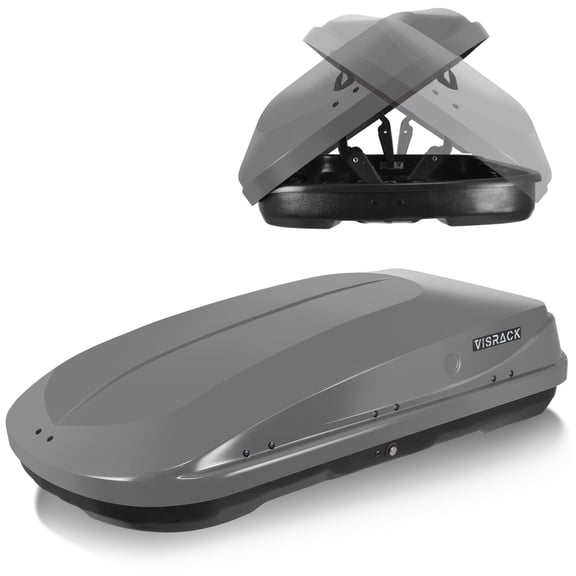 VISRACK Rooftop Cargo Box, Hard Shell Roof Cargo Carrier with Security Keys, 56 (L) x 30 (W) x 13.7(H) Inches, 13 Cubic Feet (Tool-Free Install), GRAY