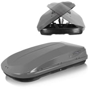 VISRACK Rooftop Cargo Box, Hard Shell Roof Cargo Carrier with Security Keys, 56 L x 30 W x 13.7H Inches, 13 Cubic Feet Tool-Free Install, GRAY