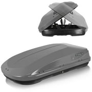 VISRACK Rooftop Cargo Box, Hard Shell Roof Cargo Carrier with Security Keys, 56 L x 30 W x 13.7H Inches, 13 Cubic Feet Tool-Free Install, GRAY