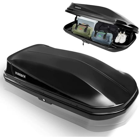 VISRACK Large Hard Shell Carriers Rooftop Cargo Box, w/ Key Lock, 62 (L) x 31 (W) x 15(H) 15 Cu ft, Waterproof Universal Roof Rack, Black