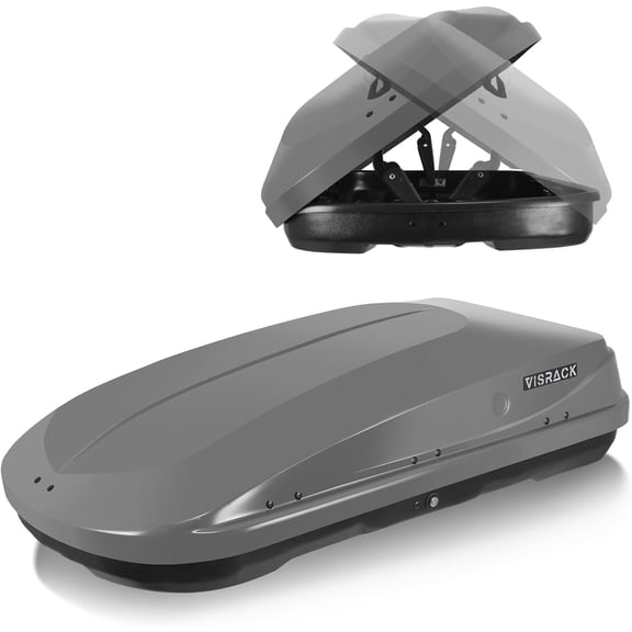 VISRACK Rooftop Cargo Carrier Box, Heavy Duty Hard Shell Roof with Security Keys, Waterproof Rooftop Cargo Box, 56 (L) x 30 (W) x 13.7(H) Inches, 13 Cubic Feet (Tool-Free Install), Gray