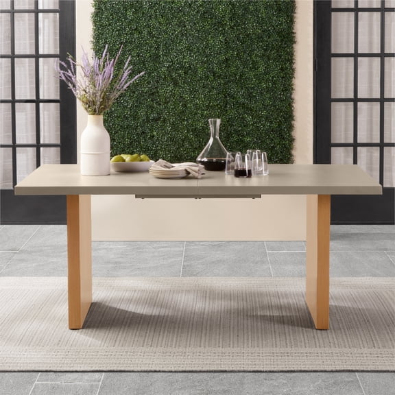 Better Homes & Gardens Vista Steel Metal Top Outdoor Dining Table, Boulder Metal Top with Teak Legs