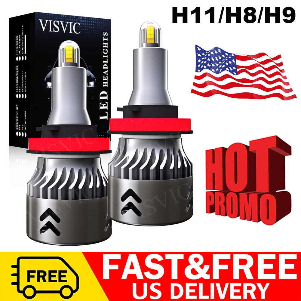 AUXITO H11 CSP LED Headlight Bulbs – 30000 Lumens, 6500K White, Hi/Low Beam, 2 Pack
