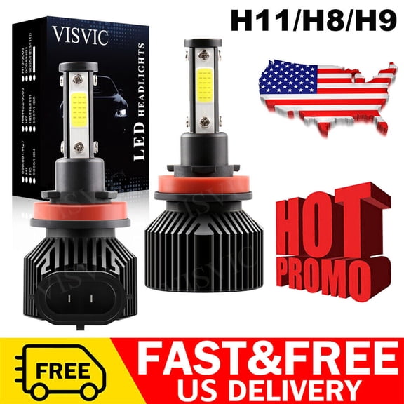 VISVIC H11 LED Headlight Low Beam Bulbs Conversion Kit Crystal White L1