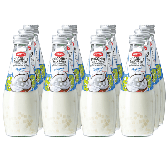 VISVITA Coconut Milk Drink with Nata De Coco, Original Flavor, Plant-Based Coconut Beverage, 9.8 fl oz, 12 Pack