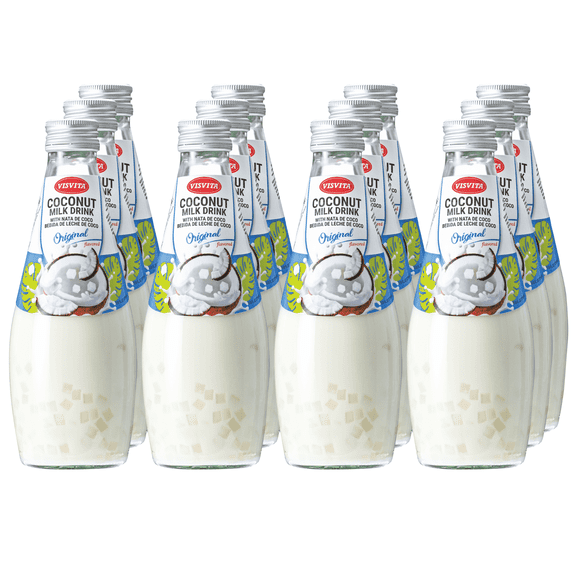 VISVITA Coconut Milk Drink with Nata De Coco, Original Flavor, Plant-Based Coconut Beverage, 9.8 fl oz, 12 Pack