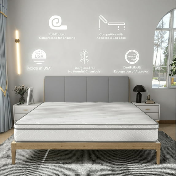 VISWILD 12" Full Size Hybrid Mattress with Gel Memory Foam, Medium Firmness, Comfortable and Breathable, Durable Support, Adult