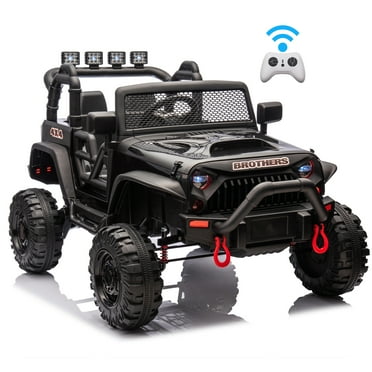 VISWILD 24V Kids Ride on Truck Car, 2 Seater 400W Electric Jeep with Remote Control, 4 Wheels Suspension, LED Searchlight, Bluetooth, Music for 3+, Black