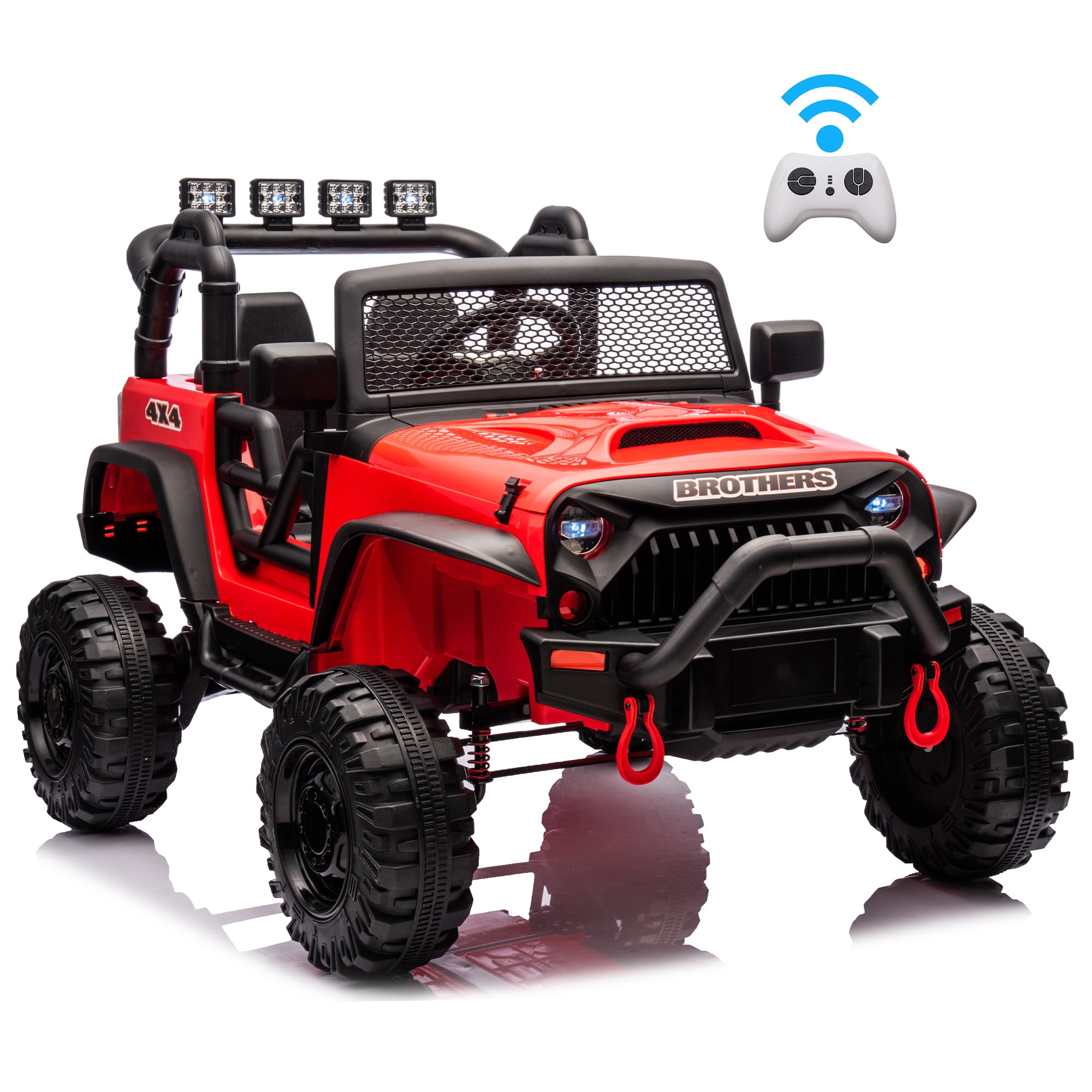 Red 24V Electric Ride-On SUV with Remote Control and LED Lights