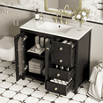 thumbnail image 1 of viswild 36" Bathroom Vanity with Soft Close Doors, 3 Drawers & Adjustable Shelf - Ceramic Sink, Overflow Protection, Gold Handles for Small Bathroom, Black, 1 of 12