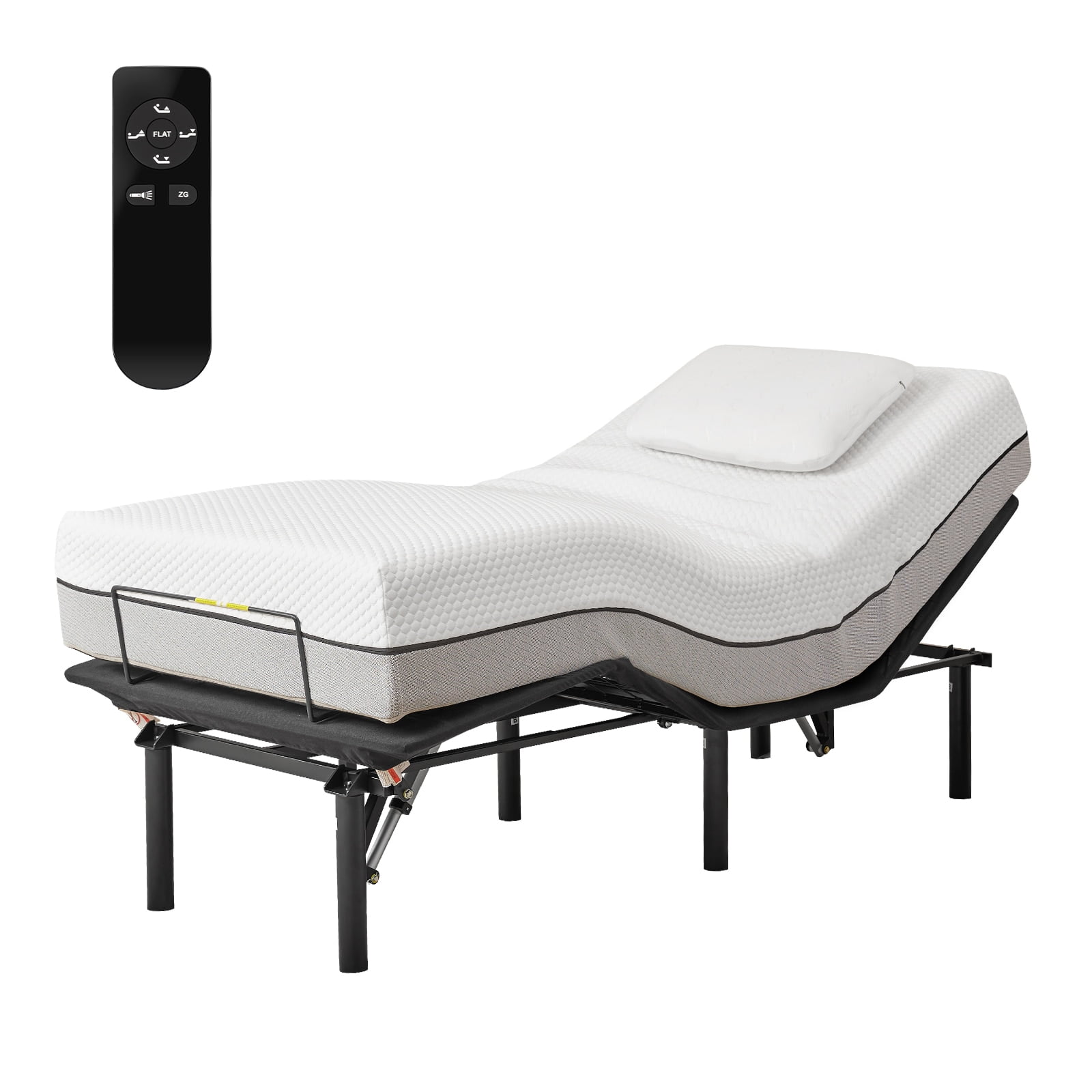 Twin XL Black Adjustable Metal Bed Frame with Wireless Control