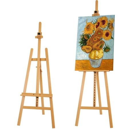 VISWIN Adjustable Height Beech Wood Display Easel 57" to 76"- Natural