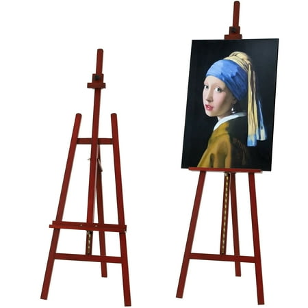 VISWIN Adjustable Height Beech Wood Display Easel 57" to 76"-Walnut