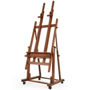 VISWIN Double Mast Extra Large H-Frame Easel,Hold Canvas up to 83-Walnut