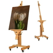 VISWIN Extra-Large Studio Easel, Hold Canvas to 71, Tilts Flat - Natural