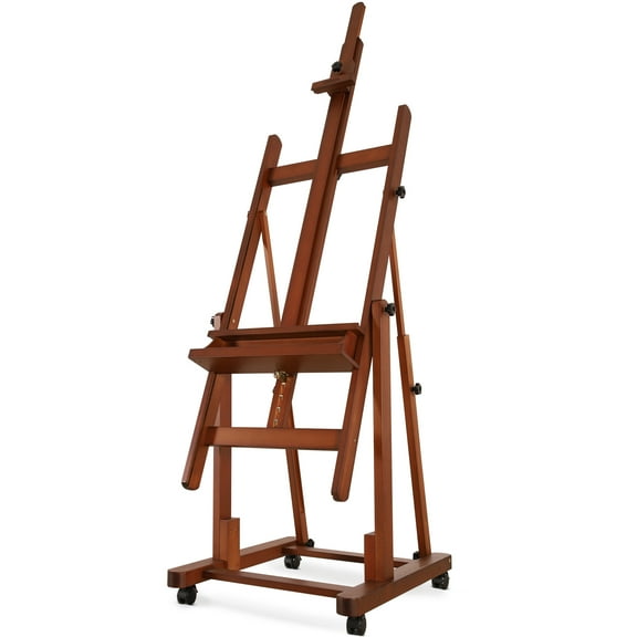 VISWIN Heavy-Duty Extra Large Wood H Frame Easel, Hold Canvas to 82"-Walnut