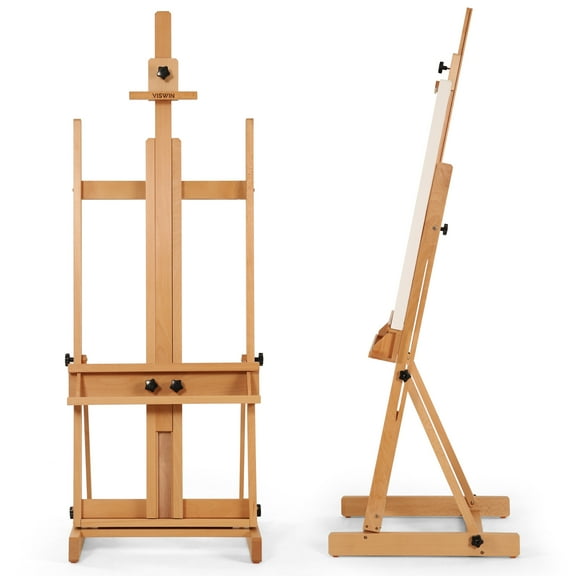 VISWIN Large H-Frame Easel 53"-91 "H, Hold Canvas up to 78"-Natural